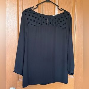 LOFT Black Blouse with Beaded Accents
